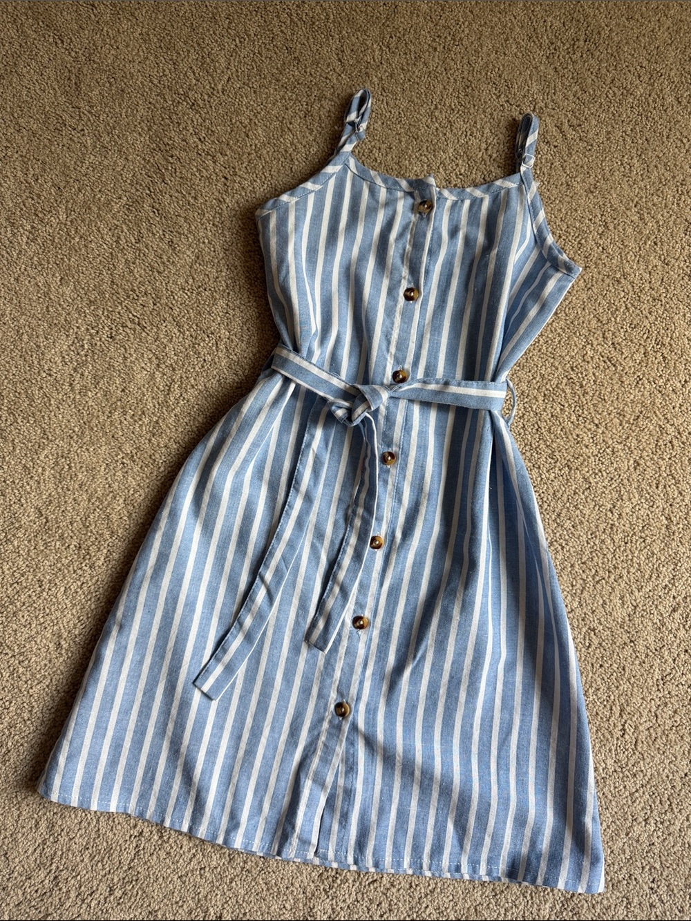 Girls' Blue Striped Button-Front Dress - Classic Preppy Bundle - Picture 4 of 4